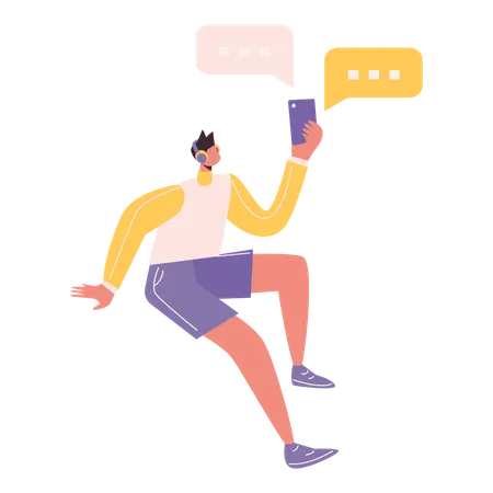 Man chatting on mobile  Illustration