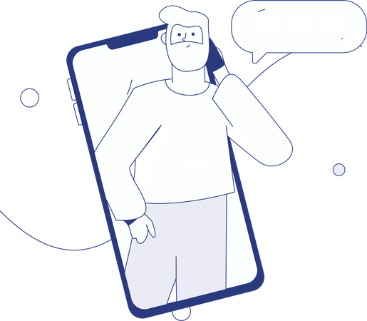 Man chatting on social media  Illustration