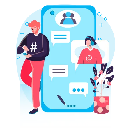 Man chatting on social media app  Illustration