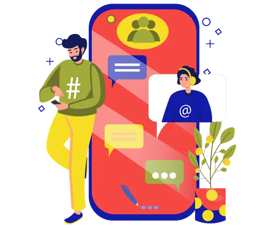 Man chatting on social media app  Illustration