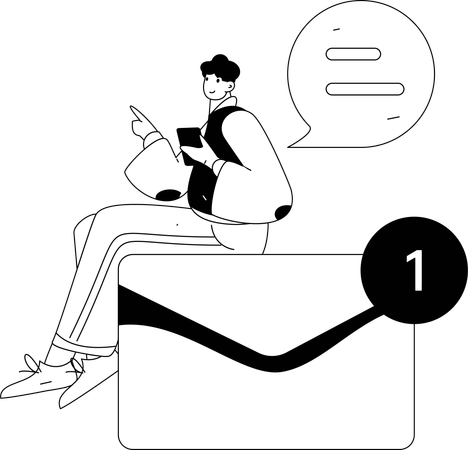 Man chatting online  Illustration