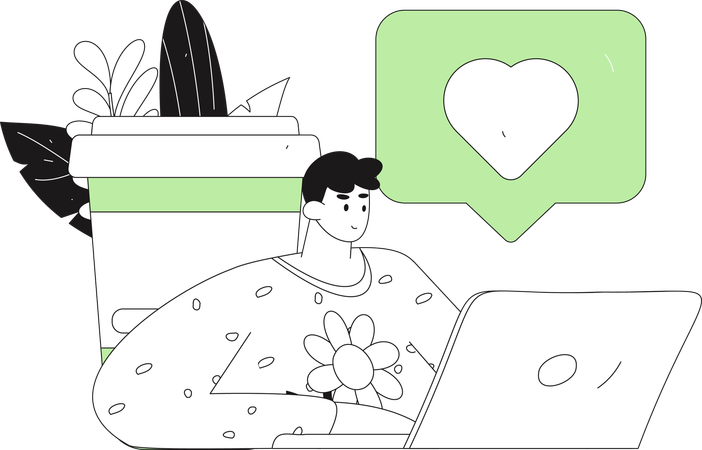 Man chatting online  Illustration