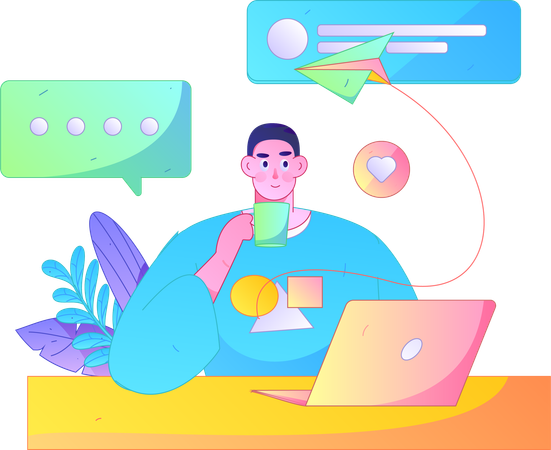 Man chatting online  Illustration