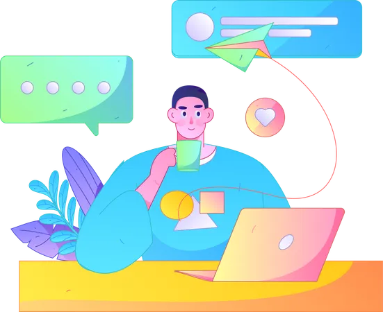 Man chatting online  Illustration