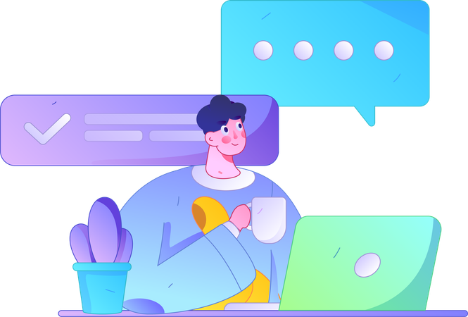 Man chatting online  Illustration