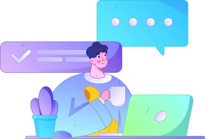 Man chatting online  Illustration