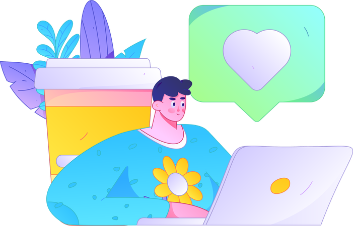 Man chatting online  Illustration