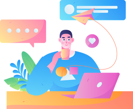 Man chatting online  Illustration