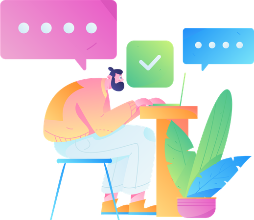 Man chatting online  Illustration