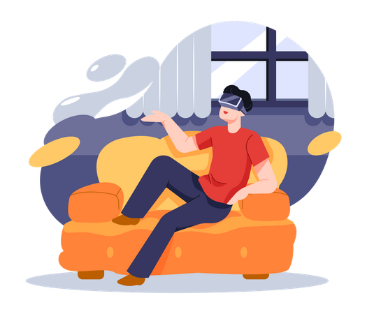 Man chatting using VR glasses  Illustration