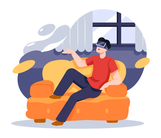 Man chatting using VR glasses  Illustration