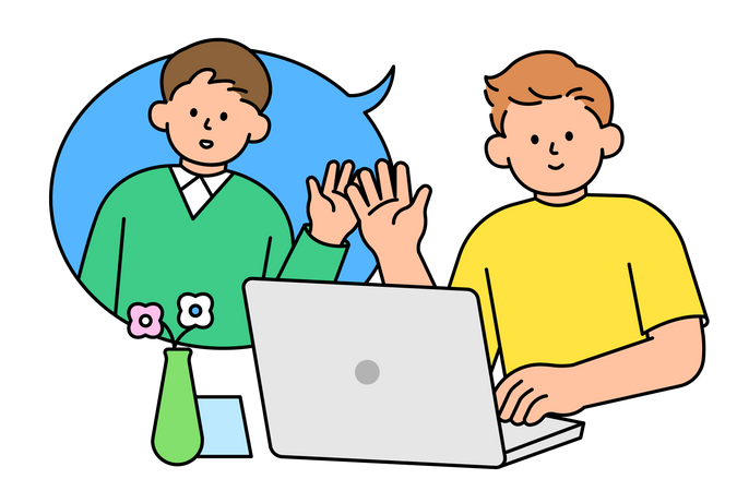 Man Chatting With a Friend Through Online Chat  Illustration