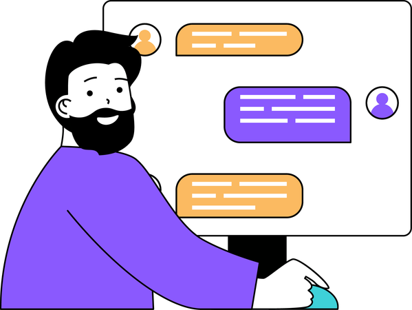 Man chatting with customer  Illustration