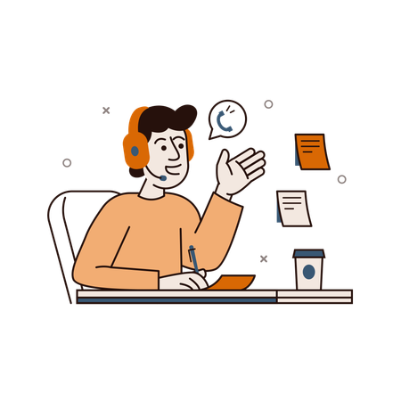 Man chatting with customer support  Illustration