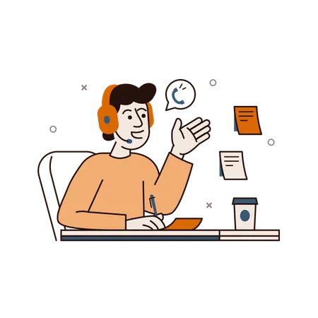 Man chatting with customer support  Illustration