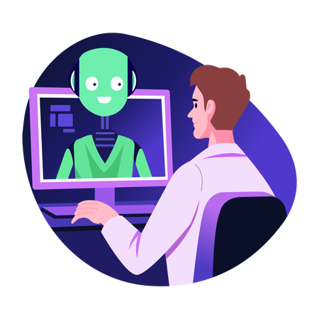 Man chatting with  Illustration