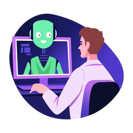 Man chatting with  Illustration