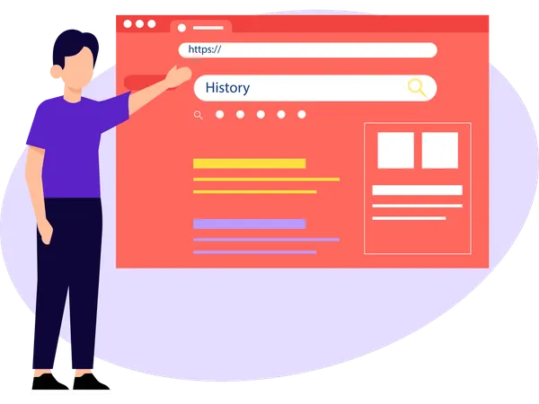Man Check Browsing History  Illustration