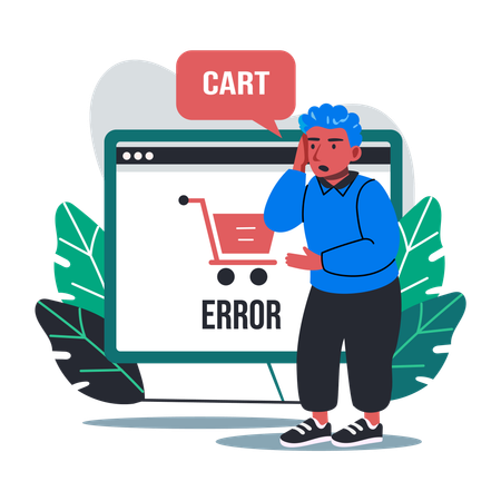 Man Check Cart Error  Illustration