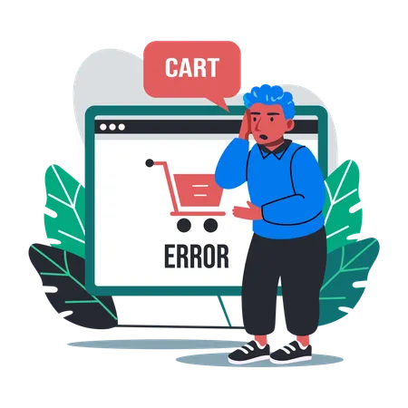 Man Check Cart Error  Illustration