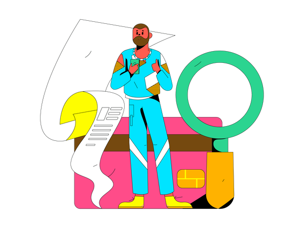 Man check credit card statement  Illustration