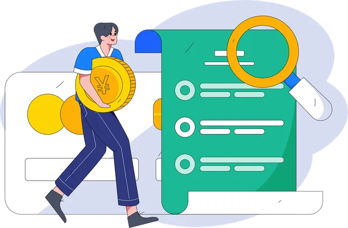 Man check credit history  Illustration