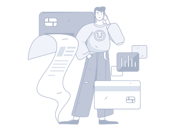 Man check credit  Illustration