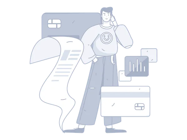 Man check credit  Illustration