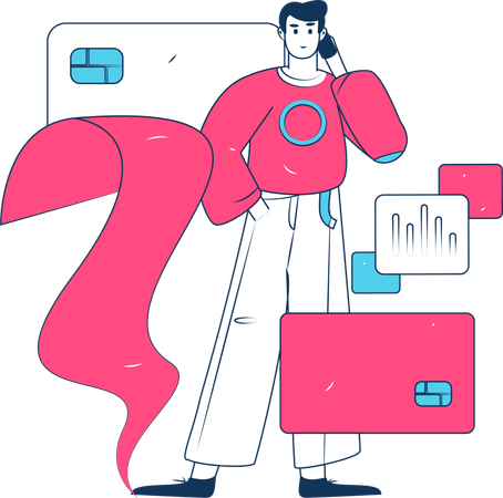 Man check credit  Illustration