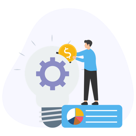Man Check Financial Statements  Illustration