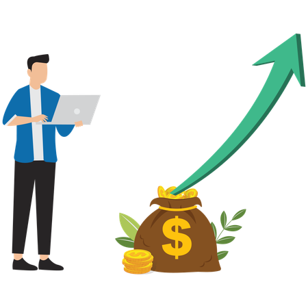 Man Check Inversiones que brindan retornos o crecimiento de ingresos  Ilustración