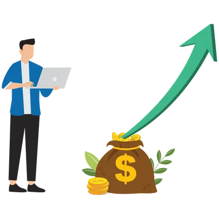 Man Check Investissements qui offrent des rendements ou une croissance des revenus  Illustration