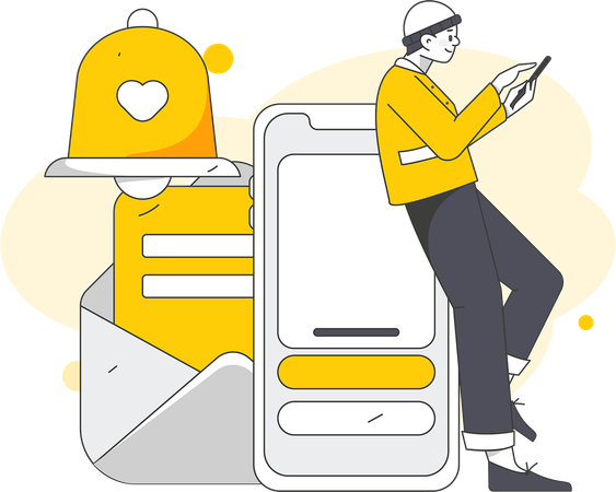 Man check mail notification  Illustration