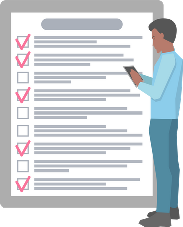 Man check Month scheduling  Illustration