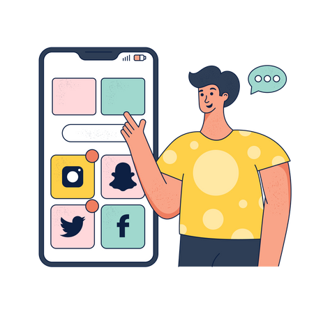 Man check social media notification  Illustration