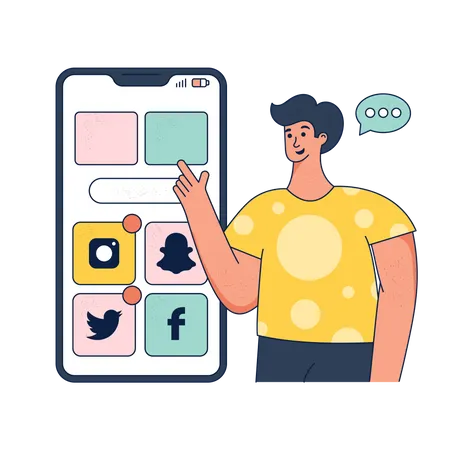 Man check social media notification  Illustration