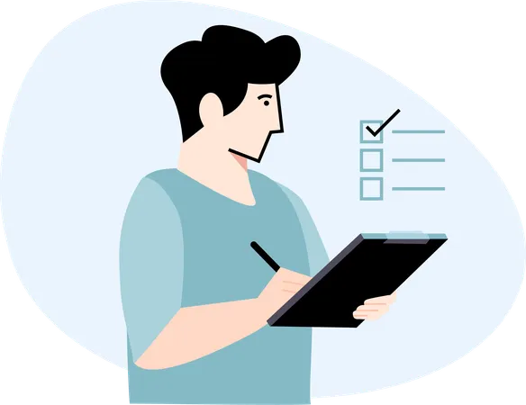 Man check task-list  Illustration