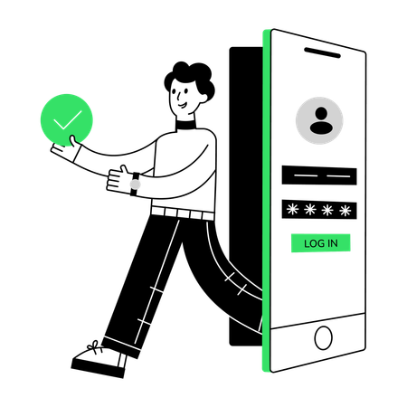 Man check User Authentication  Illustration