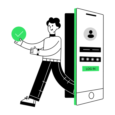 Man check User Authentication  Illustration