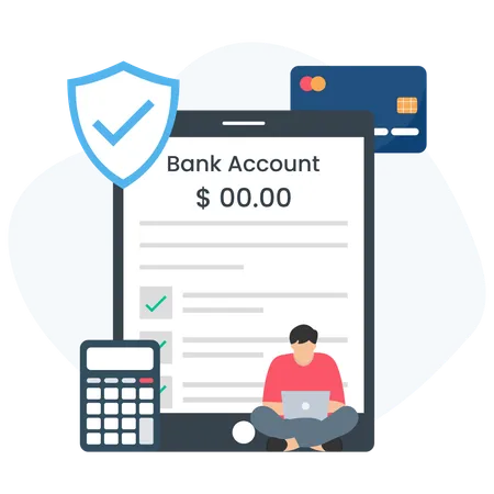 Man checking account balance  Illustration