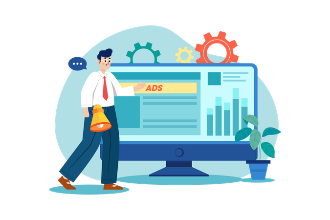 Man checking advertisement  Illustration