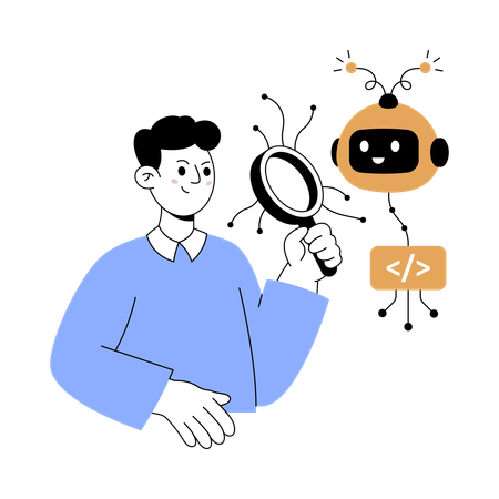 Man checking ai transparency  Illustration