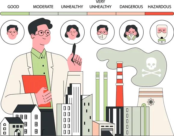 Man checking air quality  Illustration