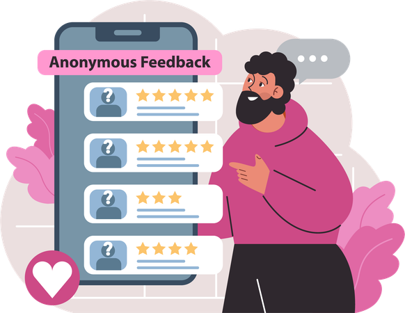 Man checking anonymous feedback  Illustration
