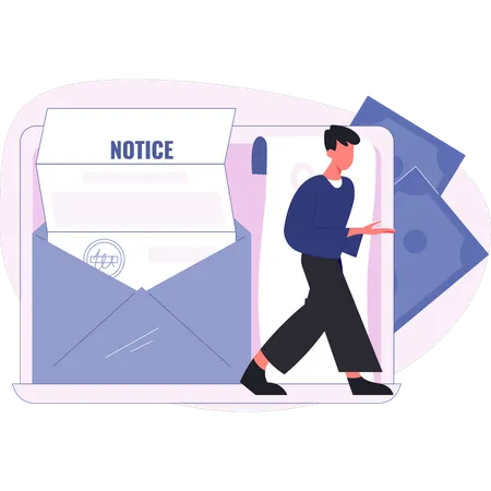 Man checking bank notices  Illustration