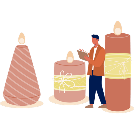 Man checking birthday candle  Illustration