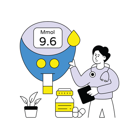 Man checking Blood on Glucose Meter  Illustration