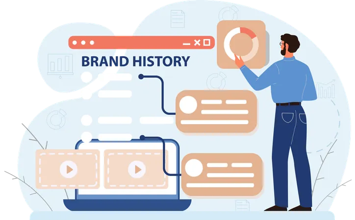 Man Checking Brand history  Illustration