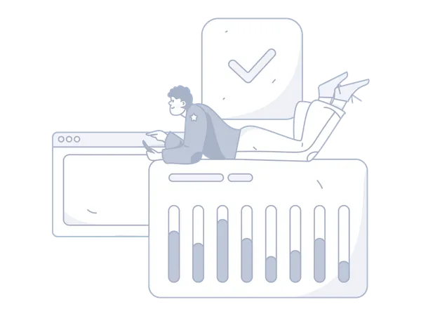 Man checking business analysis using mobile  Illustration