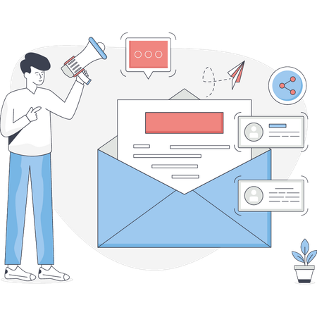 Man checking business email  Illustration